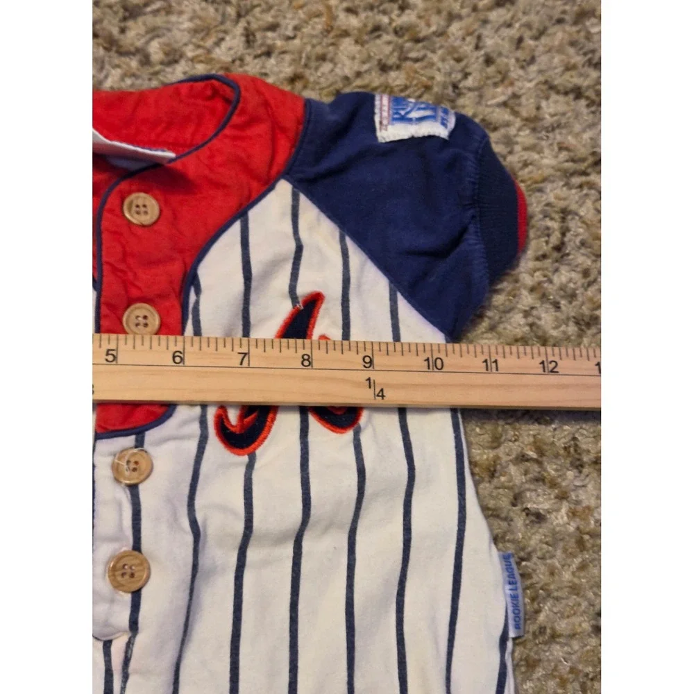 Vtg Rookie League Atlanta Braves Bodysuit Hat Set Baby Size 3-6M White Red Blue
